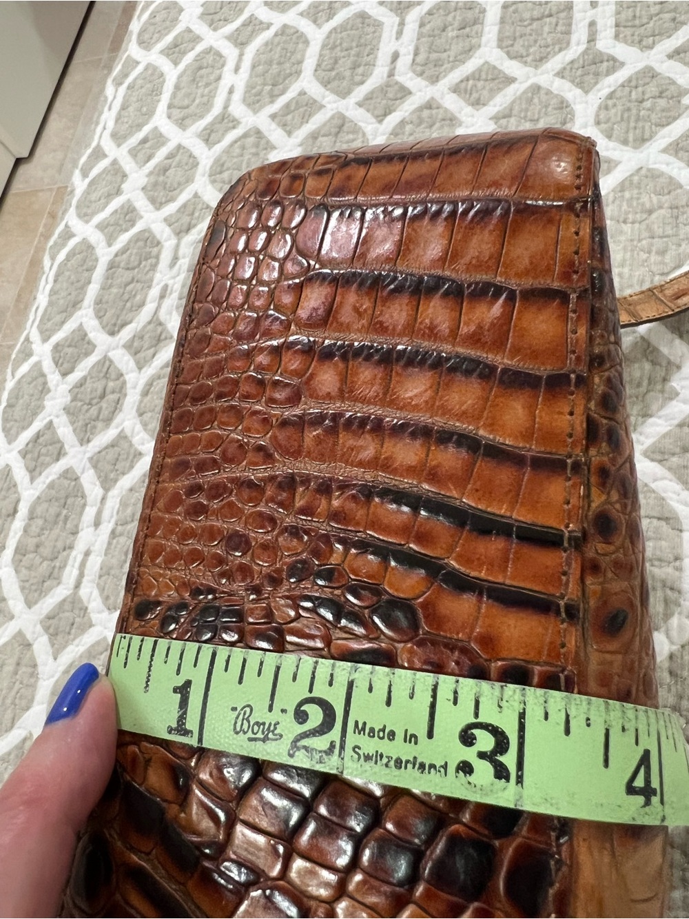 Brahmin Isabelle Tortoiseshell Croc-Embossed Tote in Warm Brown - Picture 12 of 12